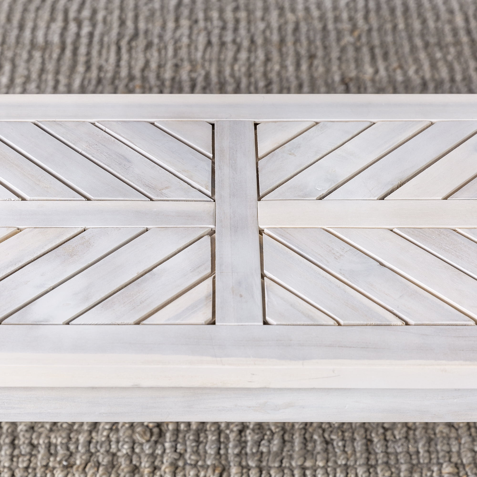 Manor Park Modern Slatted Outdoor Dining Table, White Wash