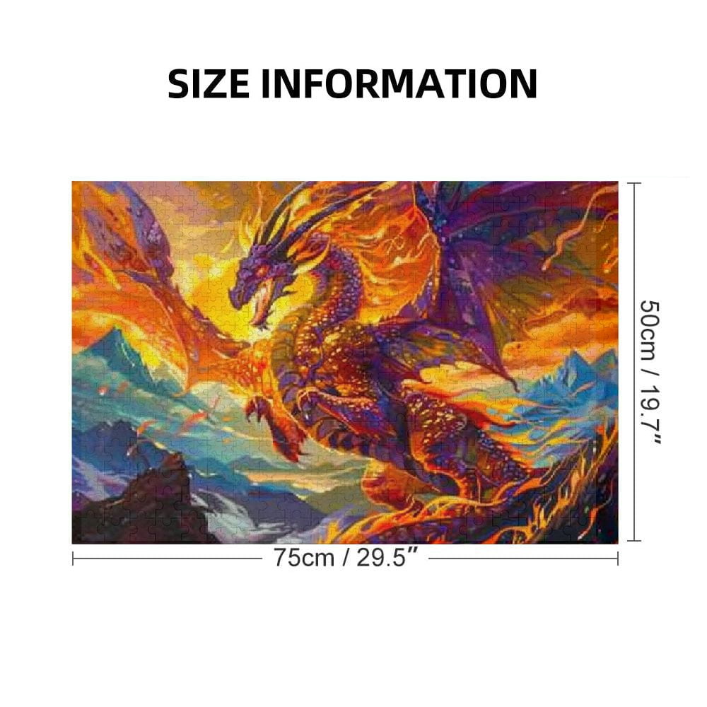 Shiartex Dragon Fiery Background Wooden Jigsaw Puzzle for Adults - Challenging Difficult Wood Puzzle for Family Friends Gift 1000 PCS