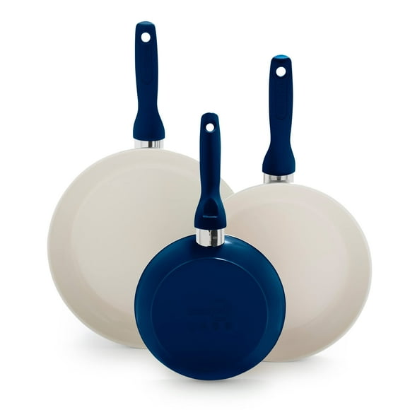 GreenPan Rio, 3 Piece Frying Pan Skillet Set, Oxford Blue