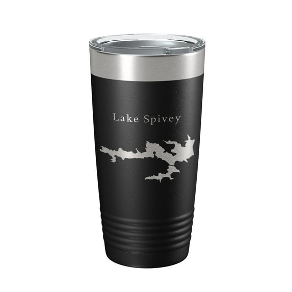 Lake Spivey Map Tumbler Travel Mug Insulated Laser Engraved Coffee Cup Georgia 20 oz Black