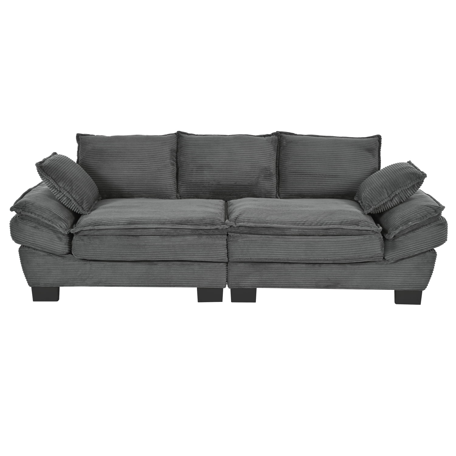 Harper & Bright Designs Corduroy Loveseat Couch for Small Spaces, Modern 2 Seater Curved Sofa with 2 Decorative Throw Pillows for Living Room Apartment, Gray