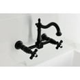 thumbnail image 2 of Kingston Brass KS1260PKX Duchess Double-Handle Wall-Mount Bridge Kitchen Faucet, Matte Black, 2 of 7
