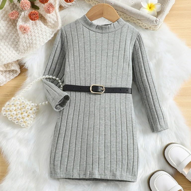 Girls Dress Knit Sweater Dress Kids Solid Ribbed Long Sleeve Dresses Fall Clothes Dress For Girls Grey 6 Years-7 Years - Walmart.com Girls Dress Knit Sweater Dress Kids Solid Ribbed Long Sleeve Dresses Fall Clothes Dress For Girls Grey 6 Years-7 Years - Walmart.com