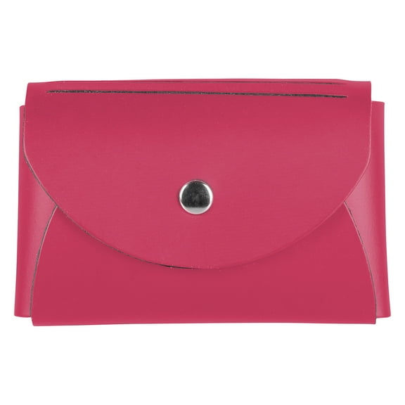 JAM Leather Snap Business Card Case, 1/Pack, Fuchsia Pink, Round Flap