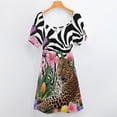thumbnail image 6 of Leopard Flowers Butterfly Zebra Print Short Sleeve Dress Clothes Women's Summer Dress Elegant Dress Daily Dresses For Woman, 6 of 9