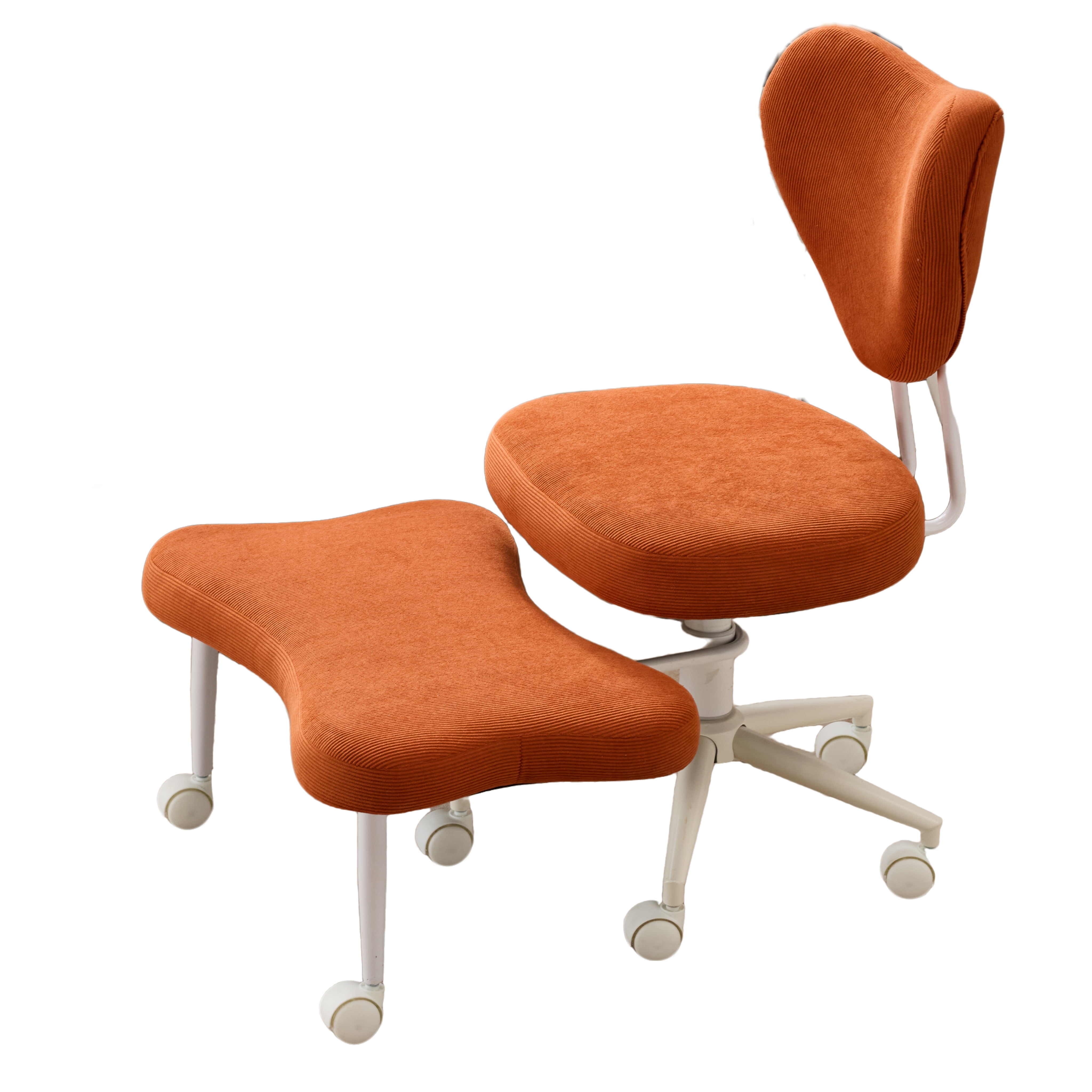 Meditation Chair, Ergonomic Cross Legged Seating Chair with Lumbar Support and Height Adjustable Seat Cushion, Kneeling Chair with 360-Degree Swivel Casters for Office, Yoga, or Home, Orange