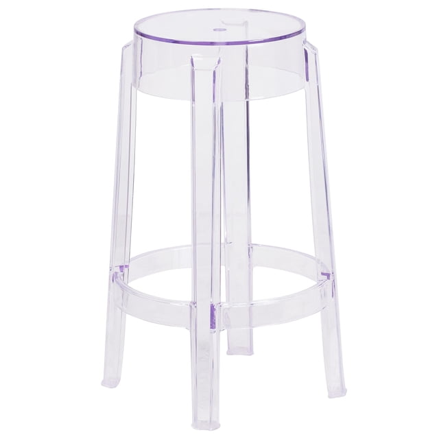 Bowery Hill 25.75" Mid Century Plastic Counter Stool in Crystal Clear