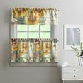 thumbnail image 2 of Kitchen Curtains 24 Inch Short - 3 Panel Set, Boho Sunflower Butterfly Floral Print, Rod Pocket Window Curtain for Rustic Farmhouse, Country Vintage Summer Decor, Easy Wash, 2 of 6