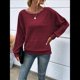 thumbnail image 5 of Blusas de Larga Suaves para Mujer, Cuello Redondo, Estilo Jersey, Informales, de Punto, con de Murciélago, Grandes, 2025 Vino Tinto XXL, 5 of 9