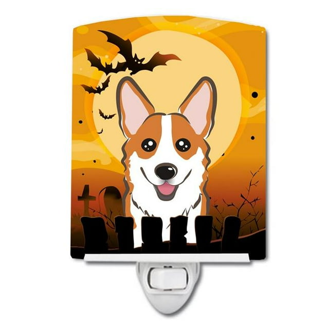 Carolines Treasures BB1812CNL Halloween Red Corgi Ceramic Night Light