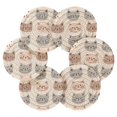 thumbnail image 7 of Yayeee 6 PCS Drink Coasters with Holder Set Woven Absorbent Round Tabletop Hot Pad, Gray Cat Pattern, 7 of 7