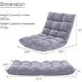 thumbnail image 3 of GOFLAME 14-Position Folding Floor Sofa, Adjustable Gaming Lazy Sofa Cushioned Chair, Folding Sleep Bed for Living Room, Bedroom (Grey), 3 of 18