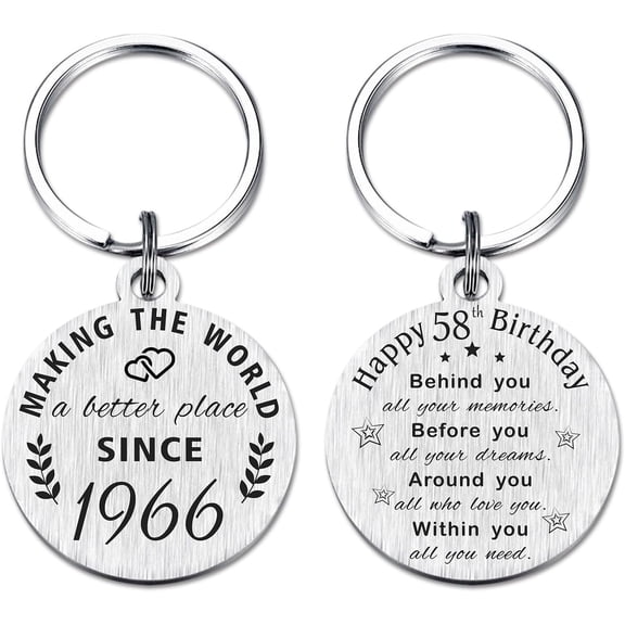 58th Birthday Gifts for Women Men, 58 Year Old Birthday Keychain, Born in 1966 Gifts, 1966 Birthday Decorations