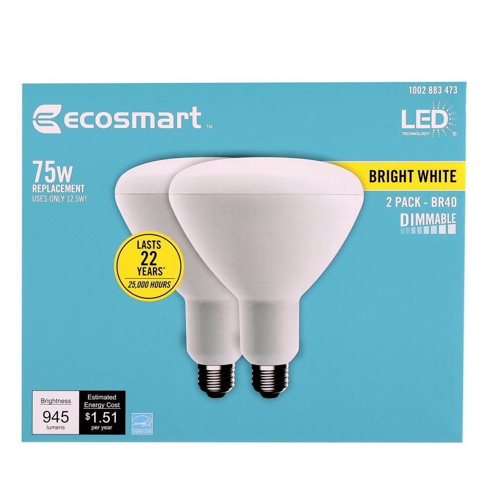 4-Pack EcoSmart 75-Watt Equivalent BR30 Dimmable Energy Star LED Light Bulb Bright White