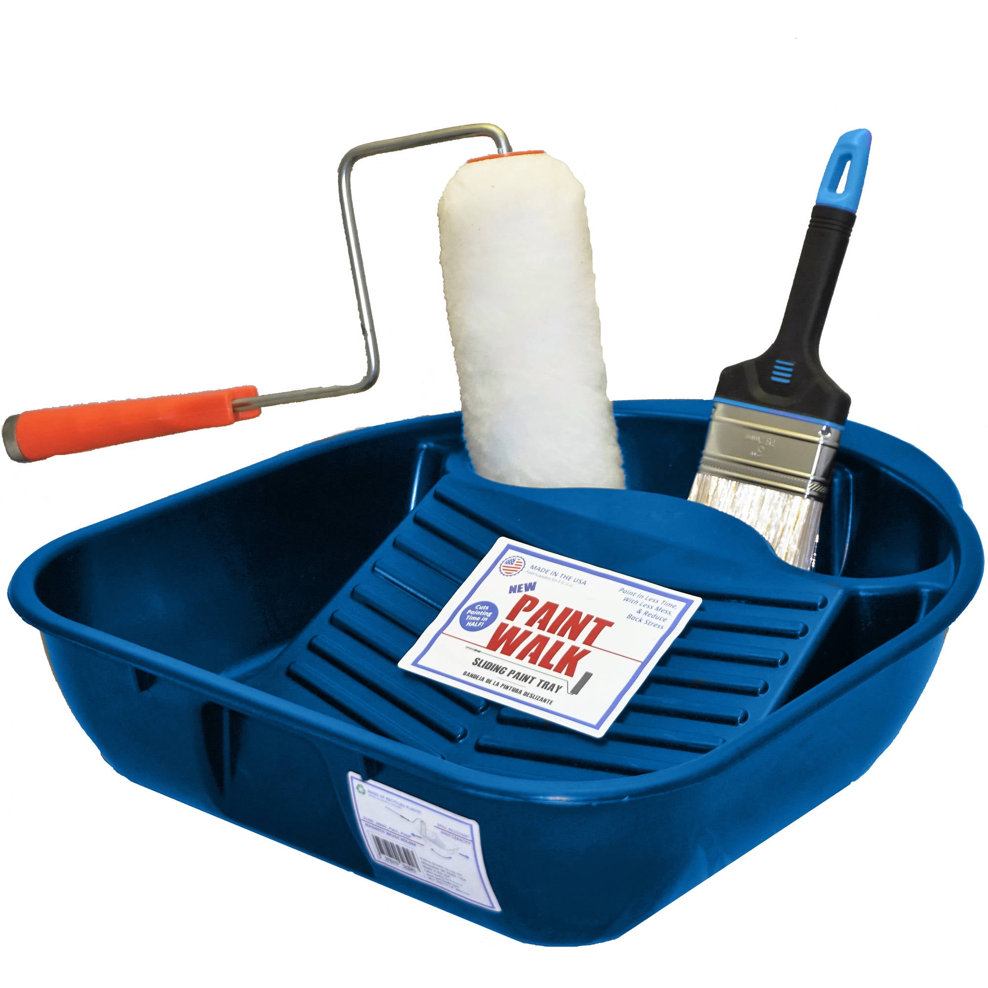 Paint Walk Paint Tray with Brush Holder, Blue