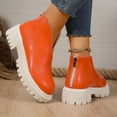 thumbnail image 4 of Dasayo Orange Boots for Women Chunky Snow Ankle Block Heel Faux Leather Slip on Booties Women's Shoes 41, 4 of 5