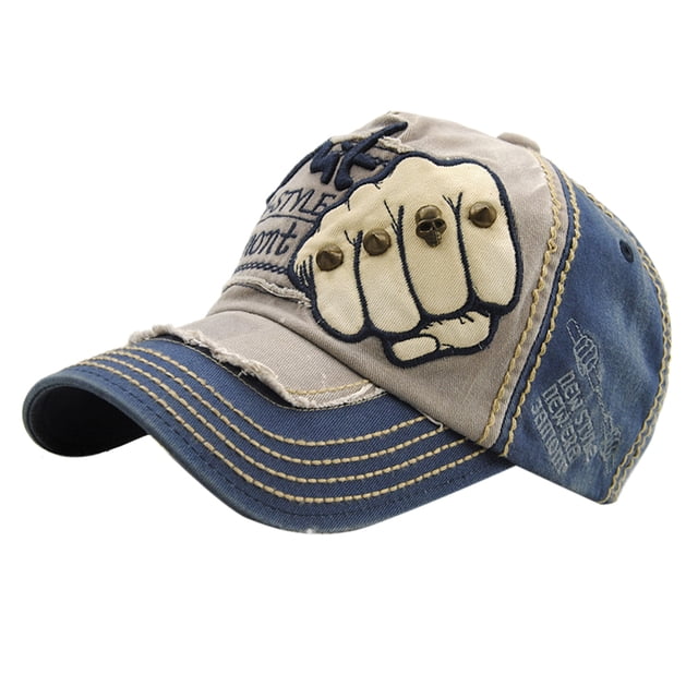 Gorra de Béisbol Vintage Yinane Sombrero de Mezclilla con Remaches Ajustable Azul Medio 50-60cm
