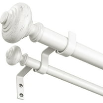 White Double Curtain Rods for Windows 72 to 144 inch, Farmhouse Vintage Decorative 1 Inch Adjustable Long Dual Curtain Rod, Heavy Duty Boho Double Drapery Pole with Antique White Grain Finial