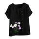 thumbnail image 4 of Vestidos Casuales Para Mujer, Blusas De Mujer De Moda Blusa informal de lino con cuello redondo, manga corta y botones para mujer, 4 of 4