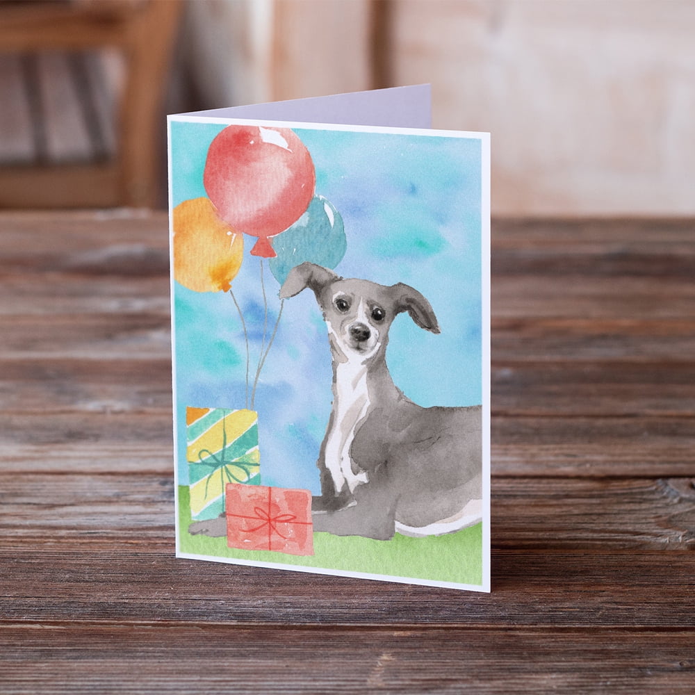 Happy Birthday Italian Greyhound Greeting Cards and Envelopes Pack of 8