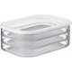 thumbnail image 1 of Contenedor de charcutería de 3 niveles – Blanco – Caja de almacenamiento para refrigerador para embutidos – Tres compartimentos separados – Apto para lavavajillas, 1 of 5