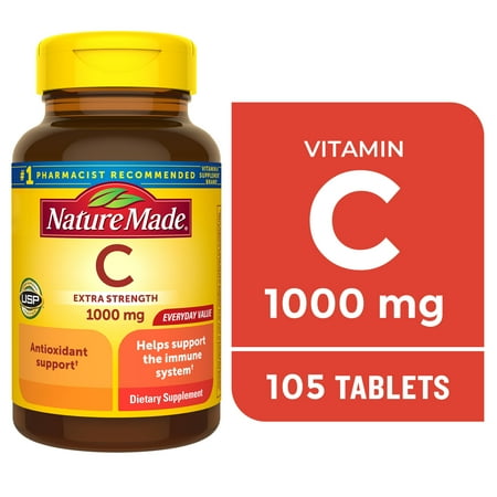 Nature Made Extra Strength Vitamin C 1000 mg Tablets, Dietary Supplement, 105 Count