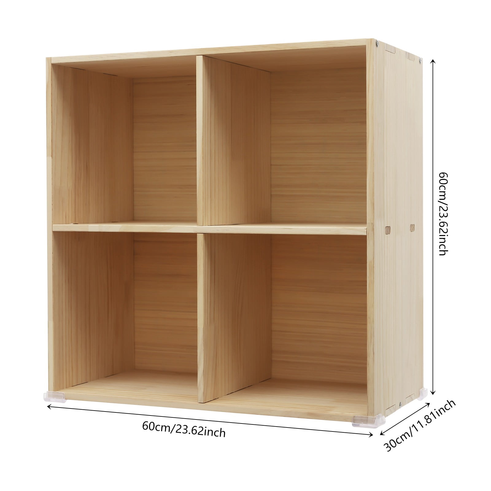 ToppiJoy Solid Wood Shelves, Solid Wood Cube Bookcase with Storage Shelves and Closed, Wooden Cube Shelf Bookcase (4 Compartments)