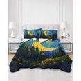 thumbnail image 2 of Quilt King Size Bedding Set, Starry Moon Reversible Summer Quilt 3 Pieces, Modern Abstract Art Forest Lightweight Bedspreads Coverlets with 2 Pillow Shams for All Seasons, 2 of 5