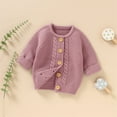 thumbnail image 2 of Splozh Chunky Knit Cardigan Newborn Baby Girl Boy Cute Long Sleeve Button Up Cardigan Toddler Knit Sweater Infant Fall Winter Clothes Pink,12-18 Months, 2 of 9