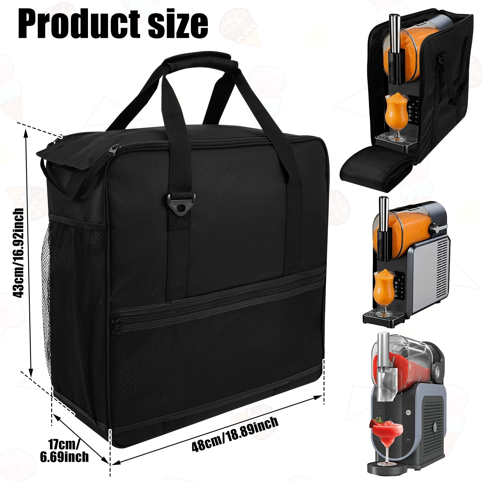 Machine Carrying Case Compatible with Ninja FS301 FS300 Portable Slushie Machine Travel Bag with Accessory Pocket Adjustable Shoulder Strap Front Opening Design