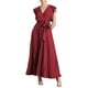 thumbnail image 2 of Vestido largo con escote en V y volantes Inspire Chic para mujer, rojo, 2 of 6
