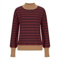 thumbnail image 4 of ChaoHeng Ladies Sweaters Stripe Long Sleeve Round-Neck Tops 2024 Fashion Trendy(Wine,XXL), 4 of 9