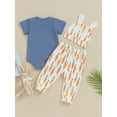 thumbnail image 4 of Baby Boys Easter Outfit, Short Sleeve Bunny Print Romper with Pants and Hat Infant Clothes, 4 of 9