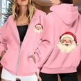 thumbnail image 2 of Ladies' Christmas Printed Zipper Long Sleeved Pocket Drawstring Casual Hooded Sweatshirt, 2 of 8