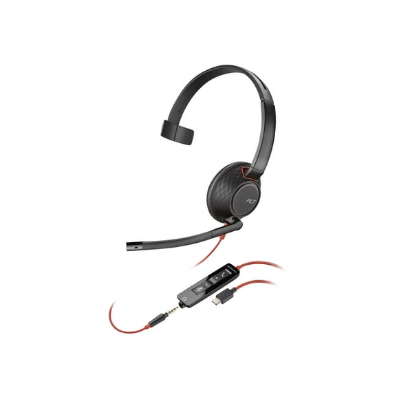 Poly Blackwire C5210 - Blackwire 5200 series - headset - on-ear - wired - 3.5 mm jack, USB-C - black - Certified for Skype for Business, Certified for Microsoft Teams, Avaya Certified, Cisco Jabber Certified