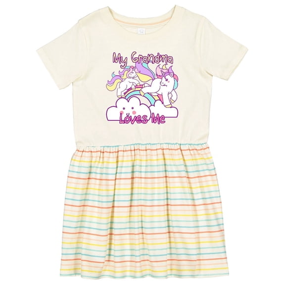 Inktastic My Grandma Loves Me Unicorn Girls Toddler Dress