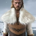 thumbnail image 2 of Lovzfmll Viking Faux Fur Collar for Men, Fur Mantle Shoulder Shawl Wrap, Medieval Retro Cloak Halloween Cosplay Costume, 2 of 5