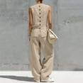 thumbnail image 5 of Women's Two Piece Outfits Summer Sleeveless Tops Wide Leg Pants Vacation Matching Set, 5 of 8