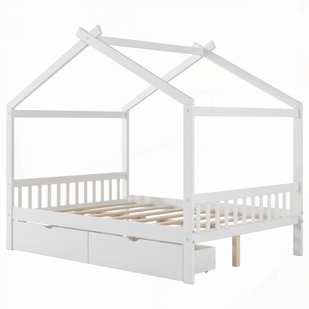 Bed with Storage Drawers & Roof Design - Full Size
