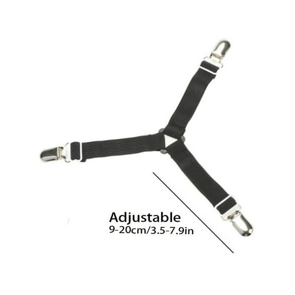 4-Pack Bed Sheet Straps – Adjustable Elastic Bands with Metal Clips for Fitted Sheets & Mattress Pads