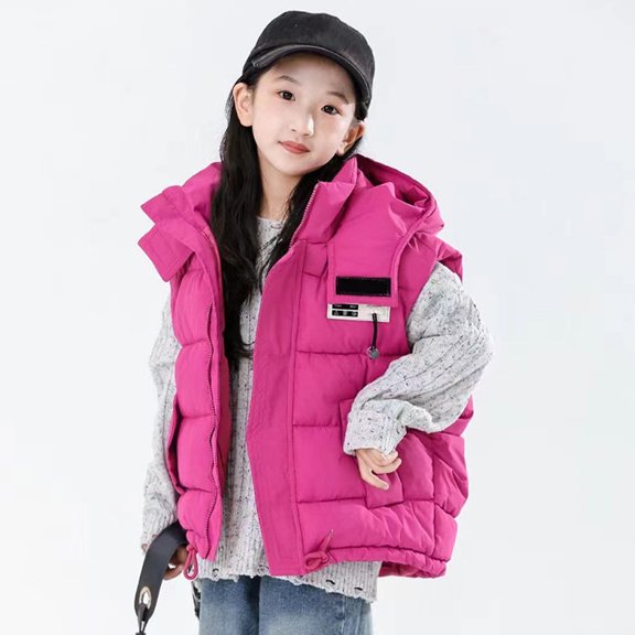 MXIEZI Boys Girls Hooded Warm Cotton Sleeveless Jacket Coats for Toddler Kids Winter down Cotton Vest 3-10 Years Old Baby Unisex Fall Puffer Cotton Waistcoat Outwear