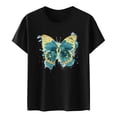 thumbnail image 4 of Blusa informal de manga corta con cuello redondo y estampado de verano a la moda para mujer Pompotops  hfajkhk134611, 4 of 5