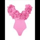 thumbnail image 1 of Traje de Baño de una Pieza para Mujer, Falda Cruzada, Pareo, Bikini con Estampado Floral Retro. Traje de Baño Rosa M, 1 of 8