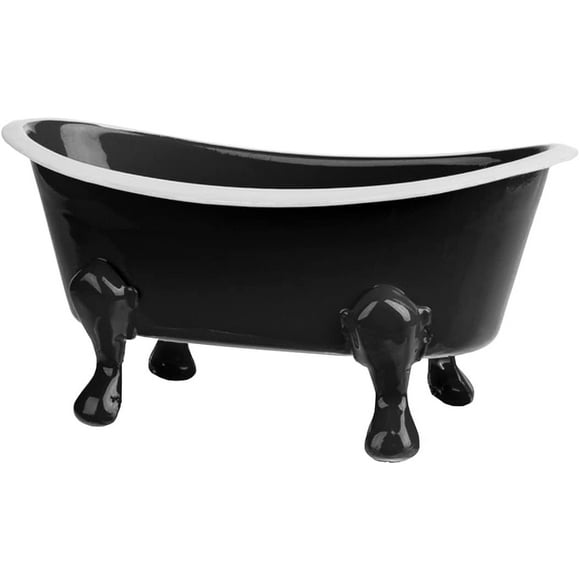 shiyou-Rustic Enamel 1 Piece 5.5" Metal Clawfoot Mini Bathtub Soap Dish Mini Bath Tub Decoration Clawfoot Tub Soap Caddy Collection (Black)