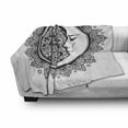 thumbnail image 3 of Zodiac Soft Flannel Fleece Throw Blanket, Interlace Round Mandala and Crescent Moon with Folkloric Graphic, Cozy Plush for Indoor and Outdoor Use, 50" x 60", Black White, by Ambesonne, 3 of 6