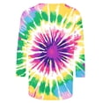 thumbnail image 3 of VBTAPA Tie Dye T Shirts for Women Rainbow Graphic Tee Shirts Funny Casual 3/4 Sleeve Tops Loose Fit Round Neck Tees Multicolor L, 3 of 5