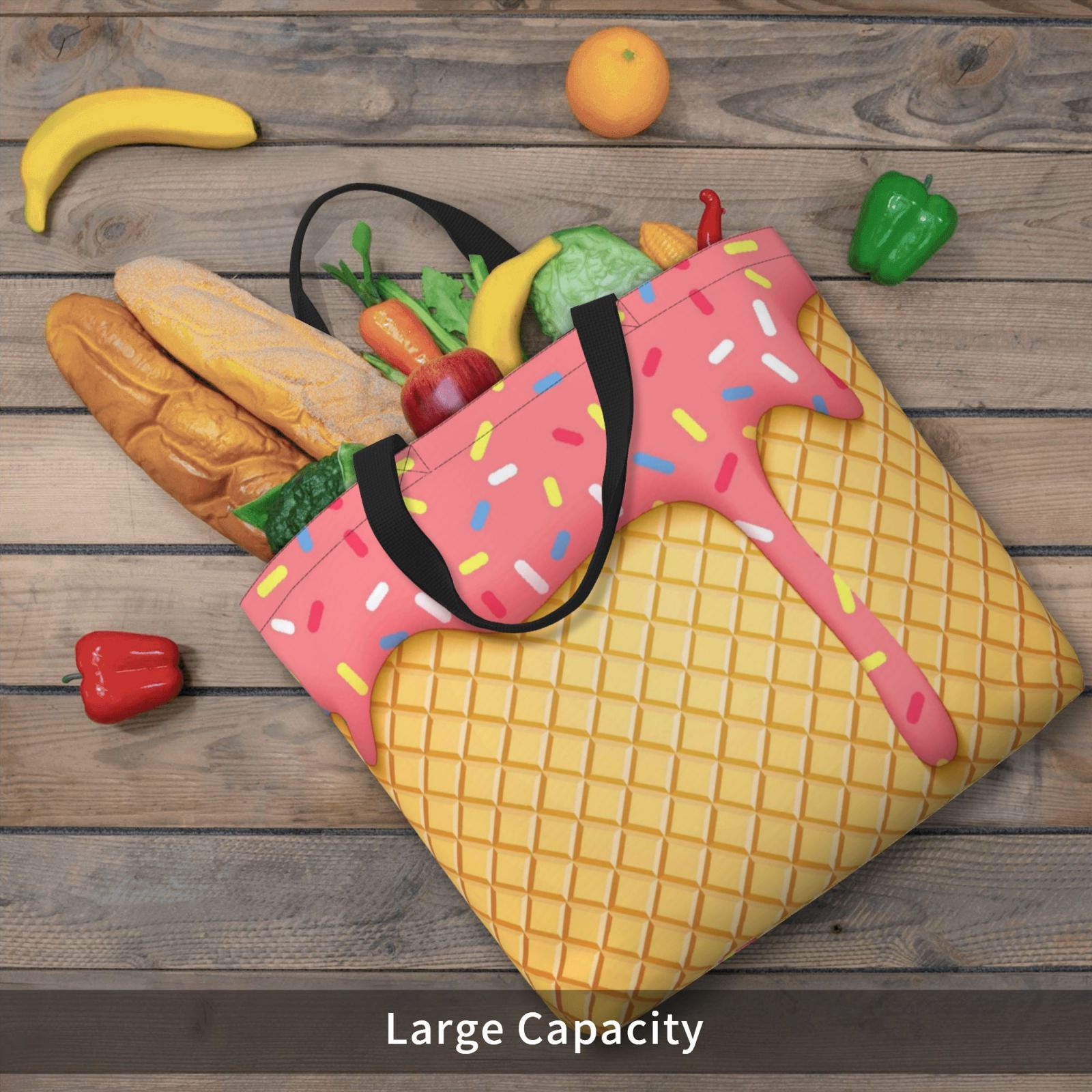 Hirioo Pink Ice Cream for Tote Bag for Women, Quilted Shoulder Bag