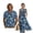 Blue Fish Lotus Flower Leaf, variant on Cactus Aztec Southwest American Tribal Print Cotton Linen Couple Matching Outfits Women's Dress with Pockets Men's Button Up Shirt, Beach Vacation Dress Couples Matching Outfits, Size S