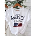 thumbnail image 1 of Girls Patriotic American Flag &Amp; 1776 Vintage Printed Short Sleeve T-Shirt, Casual Crew Neck Top, Machine Washable Four Seasons Comfort, American Flag T-Shirt, Opaque Fabric, Regular Version Shirt, 1 of 6
