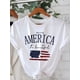 thumbnail image 1 of Ladies Patriotic American Flag & 1776 Vintage Printed Short Sleeve T-Shirt, Casual Crew Neck Top, Machine Washable Four Seasons Comfort, American Flag T-Shirt, Opaque Fabric, Regular Version Shirt, 1 of 6